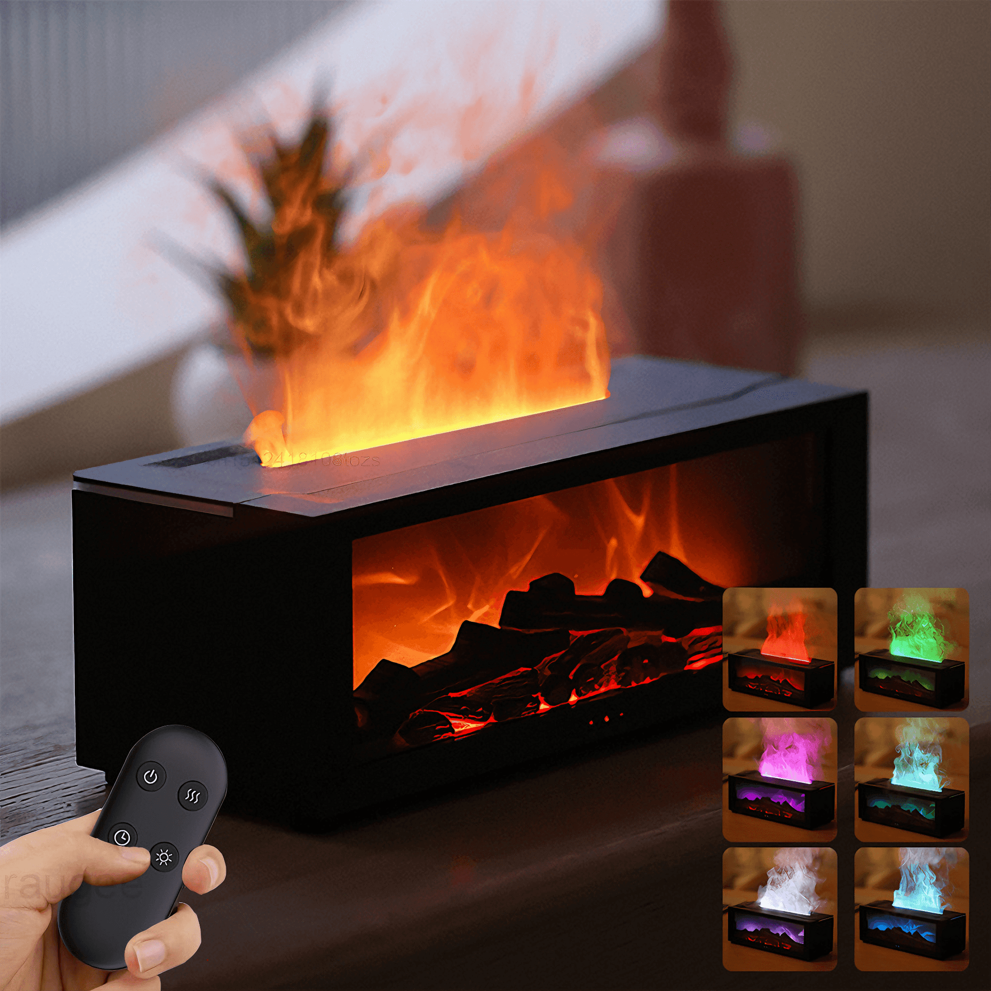 Light Grace Fireplace Flame Humidifier - Black