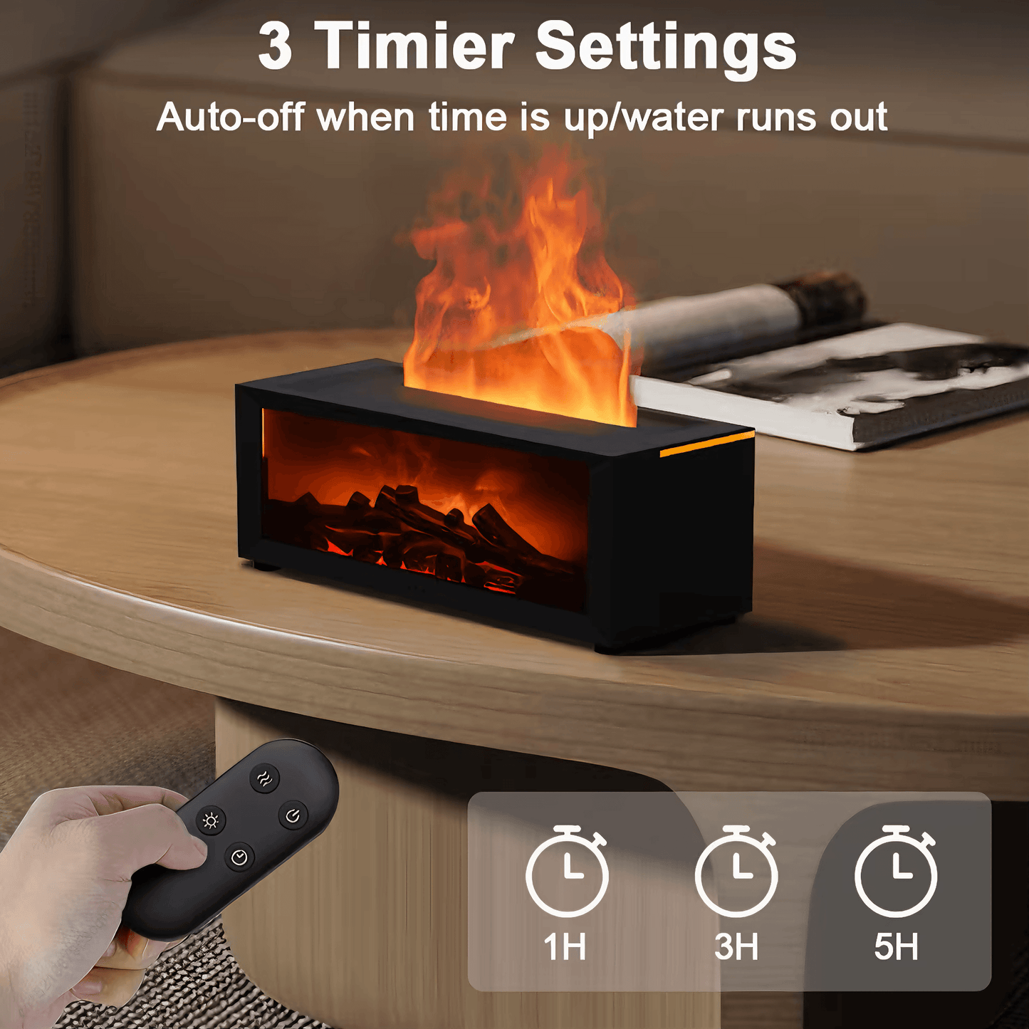 Light Grace Fireplace Flame Humidifier - Black